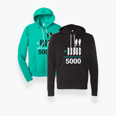 2+5=5000 Felpa con cappuccio