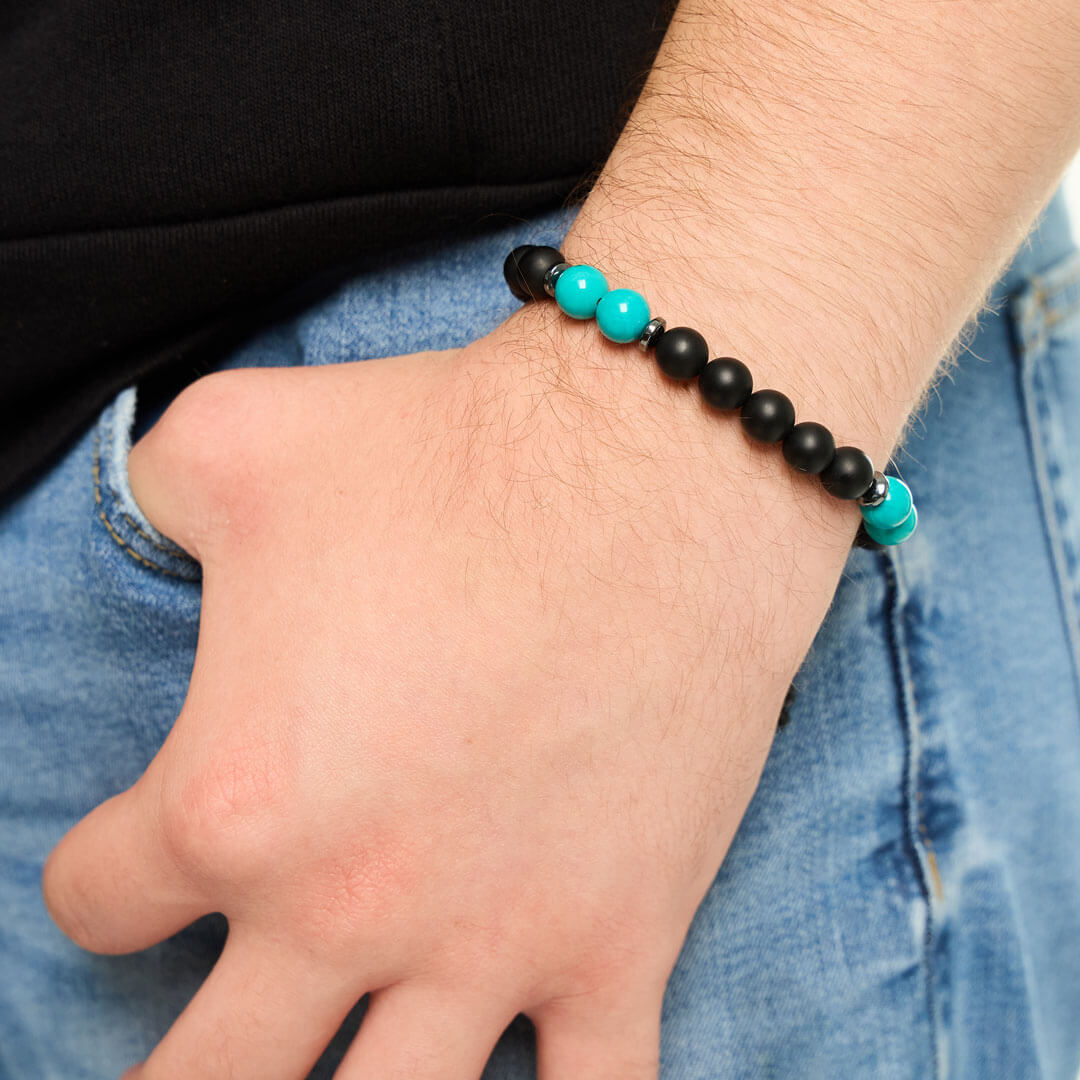 5 & 2 Teal/Black Adult Bracelet
