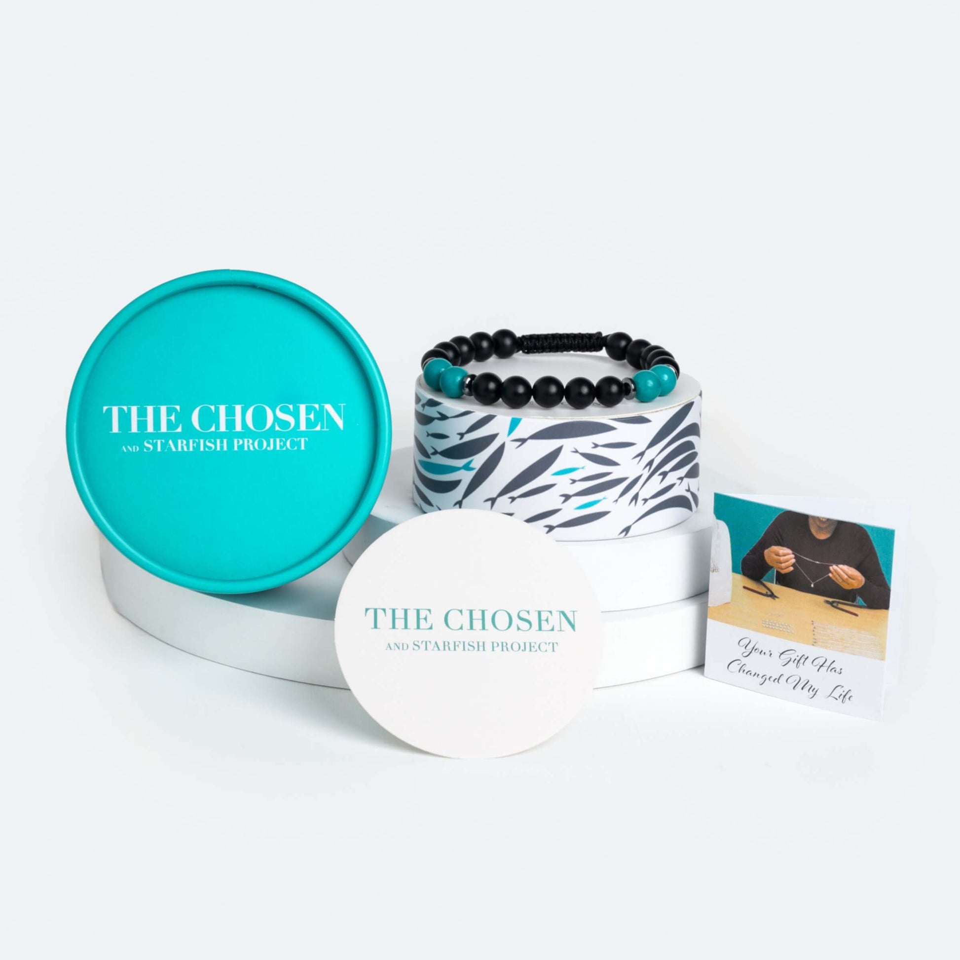 5 & 2 Teal/Black Adult Bracelet