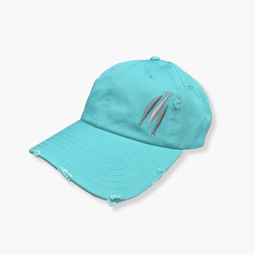 Distressed Three Fish Teal Hat 2.0